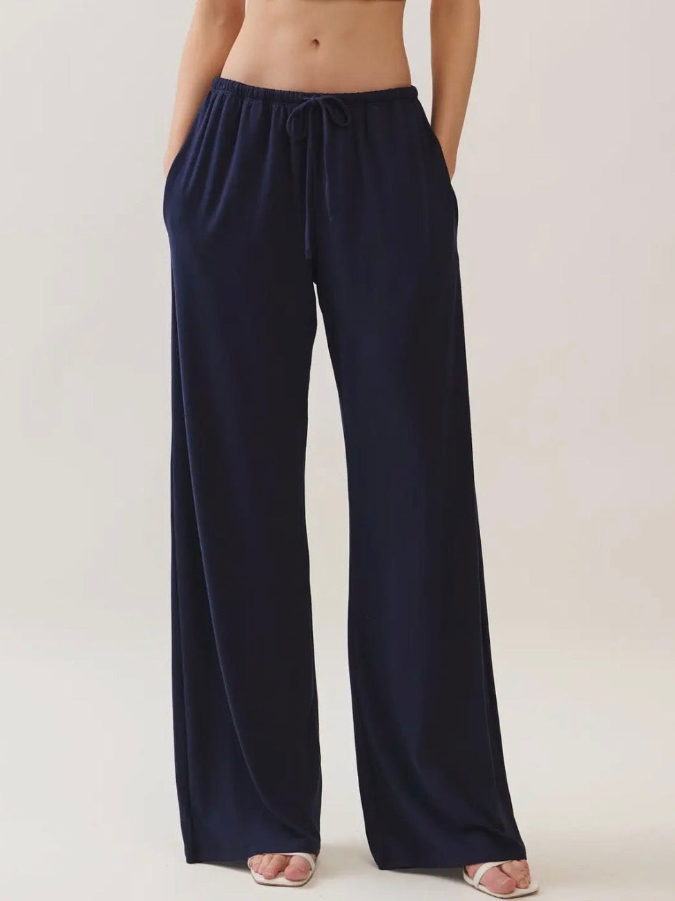 Wide Leg Drawstring Elastic Pants