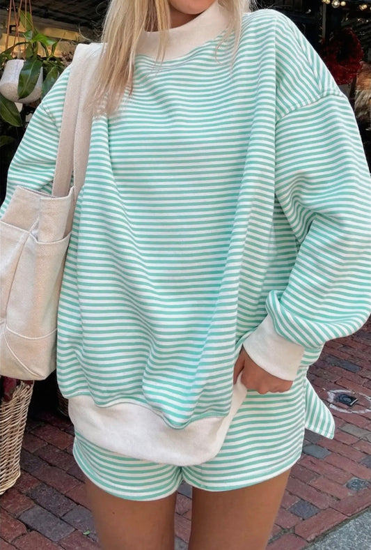 Mock Neck Sweatshirt & Shorts Set